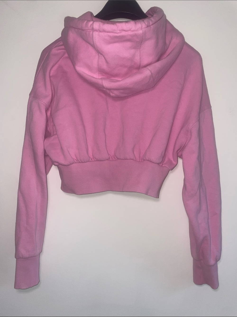 ZARA Hoodie Medium Pink Cropped Zip Sweater Colorful Bright Fitted Crop - Picture 3 of 6